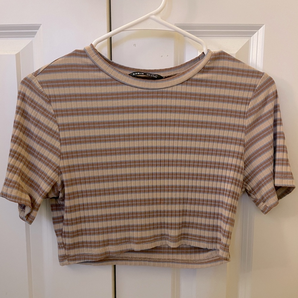 brown striped crop top